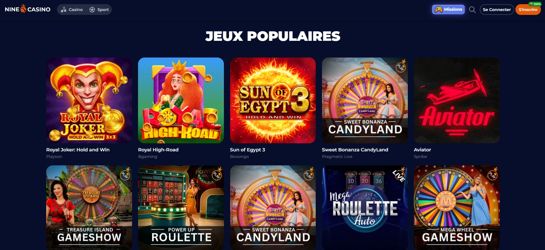 Jeux Nine Casino